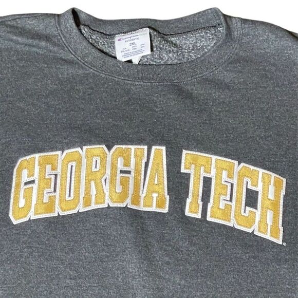Vintage Georgia Tech Champion Men's 2XL Gray Pullover Sweatshirt - Picture 2 of 3